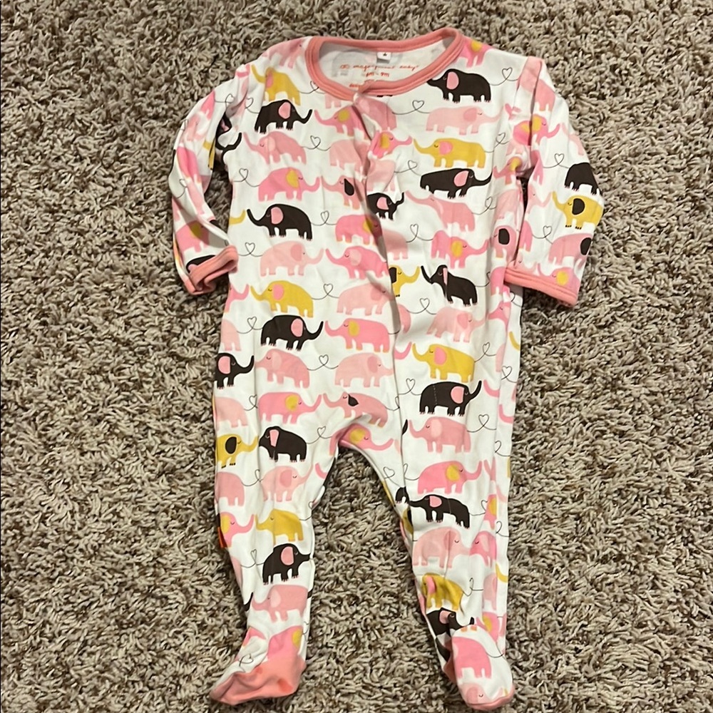 Magnificent Baby Pink and Yellow Footies with Playful Elephant Design